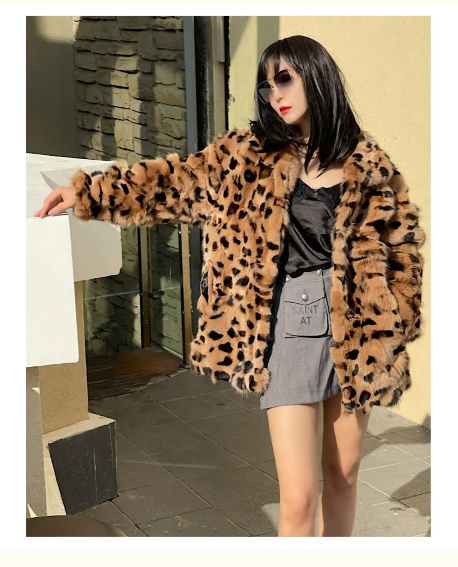 2023 Hot Sales New Women Autumn Winter Fox Fur Leopard Coats Slim Warm Fur Jackets Female High Quality Natural 100% Fox Fur Coat