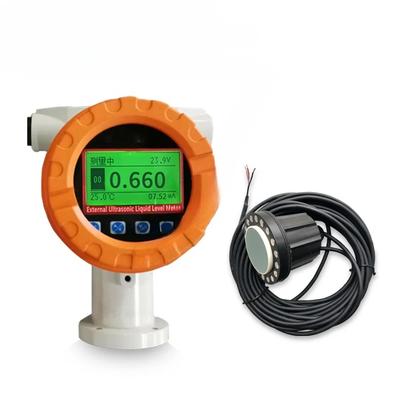 External ultrasonic level gauge, ultrasonic level sensor transmitter attached to the outer wall of the t ank