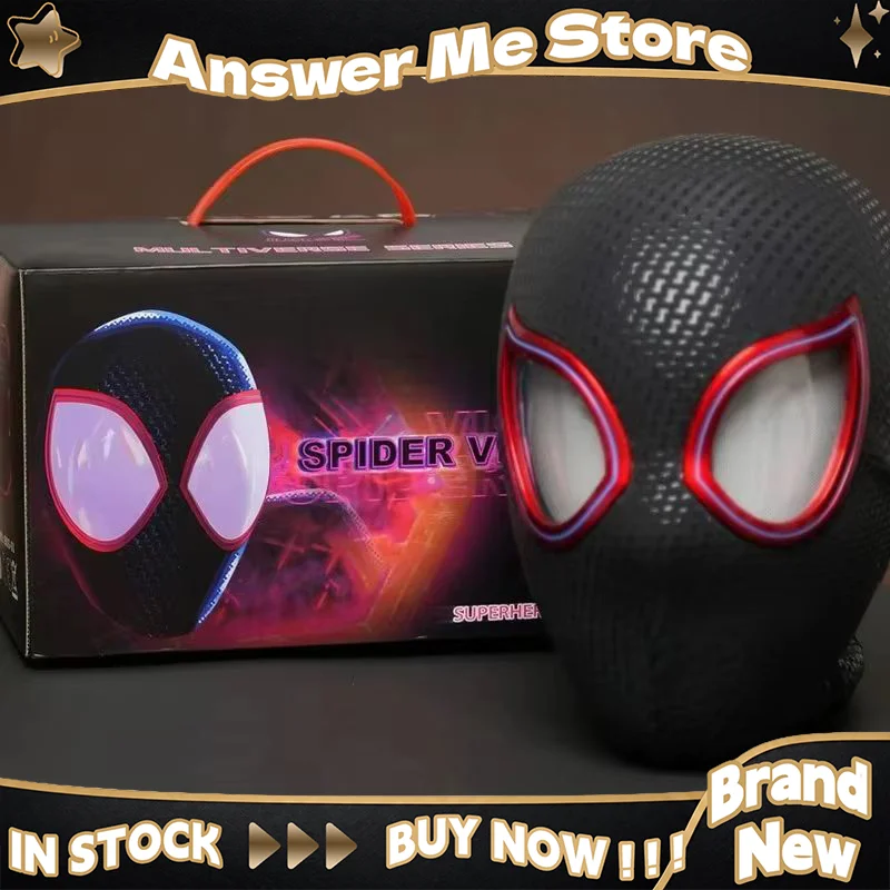 1:1 Miles Morales Mask with Movable Eyes Mascara Electric Gwen Spider-Man Helmet Ring Control Halloween Cosplay Mask Toy Gift