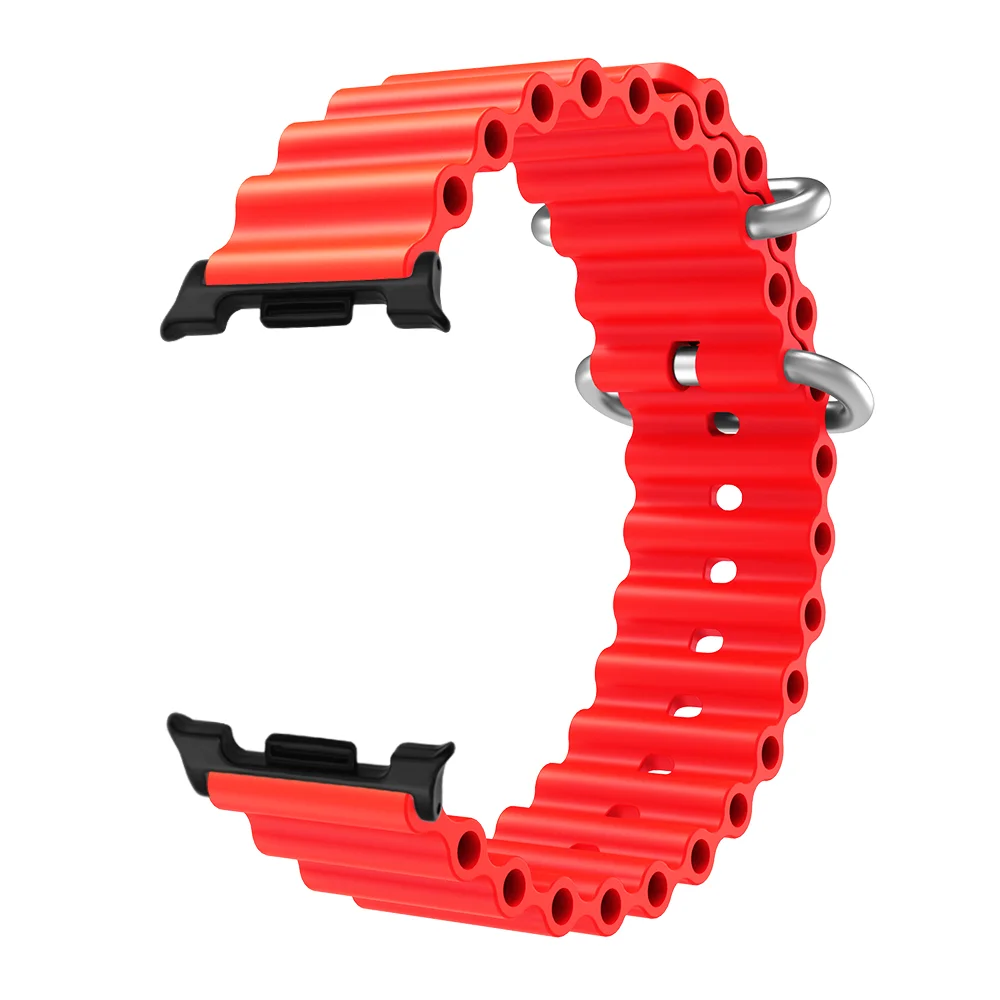 

Quick Release Ocean Band For Samsung Galaxy Watch 8 44mm/40mm Two Metal Buckle Waterproof Silicone Sport Strap for Man Woman