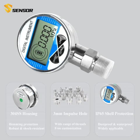 고압 게이지 400bar 600bar M20*1.5 LCD 디스플레이 디지털 바 압력 게이지 300bar 4bar 유압 게이지