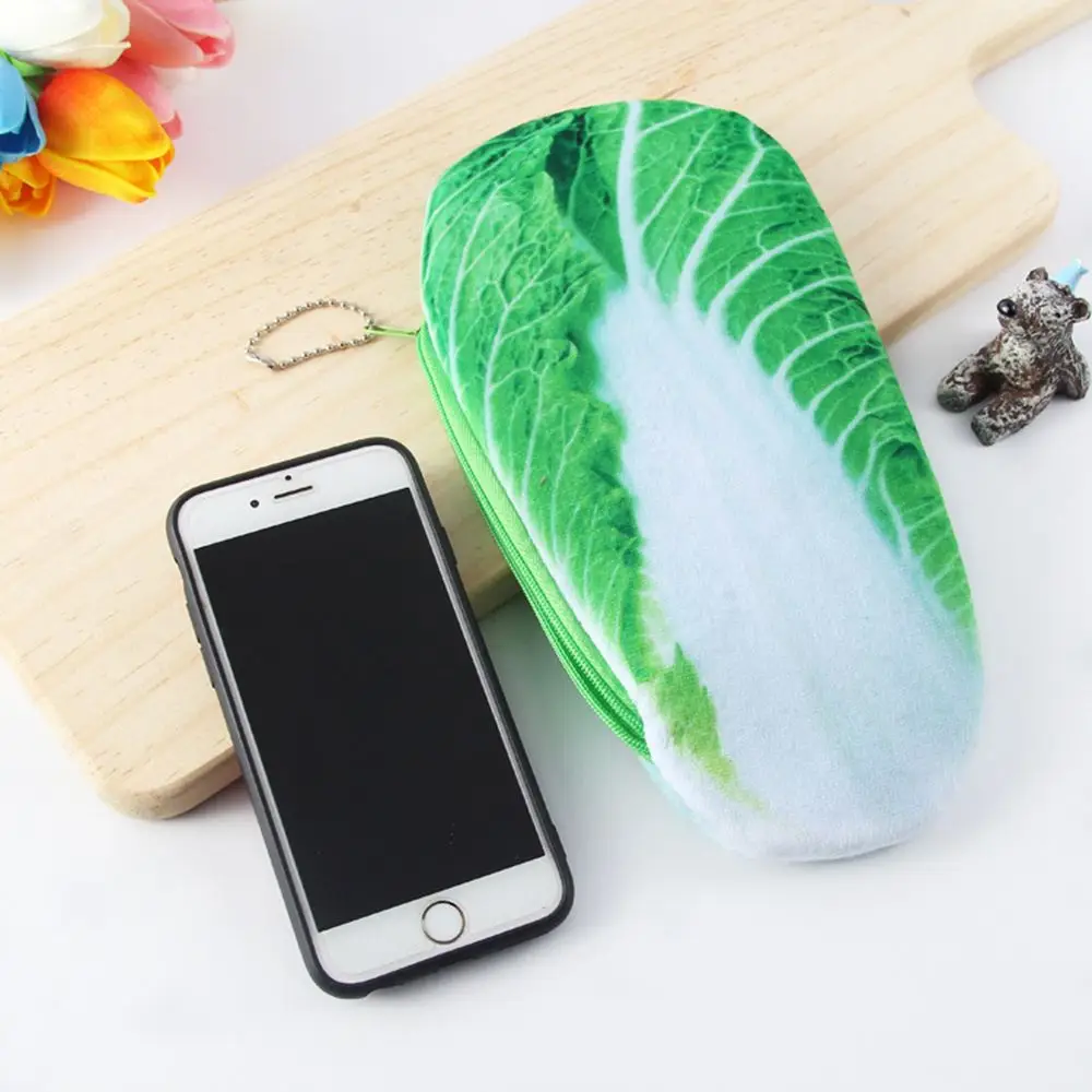 Cute Student Stationery Coin Purse Pencil Bag Novelty Simulation Vegetable Pencil Pouch Plush Pencil Case Pen Case