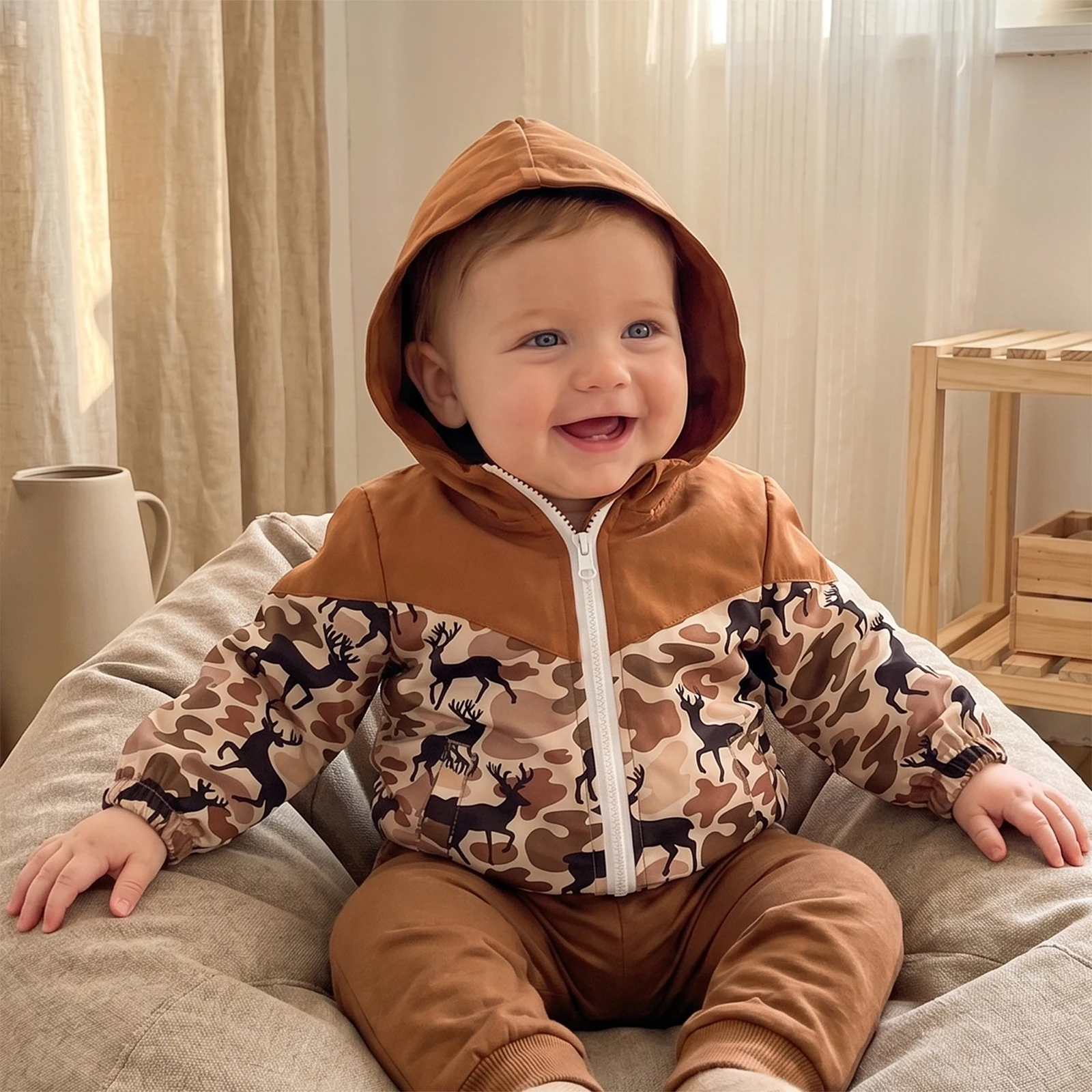 2027 Winter Fashion Toddler Boy Hoodies Lightweight Long Sleeve Camouflage Zip Up Windbreaker Jackets Baby Outwear