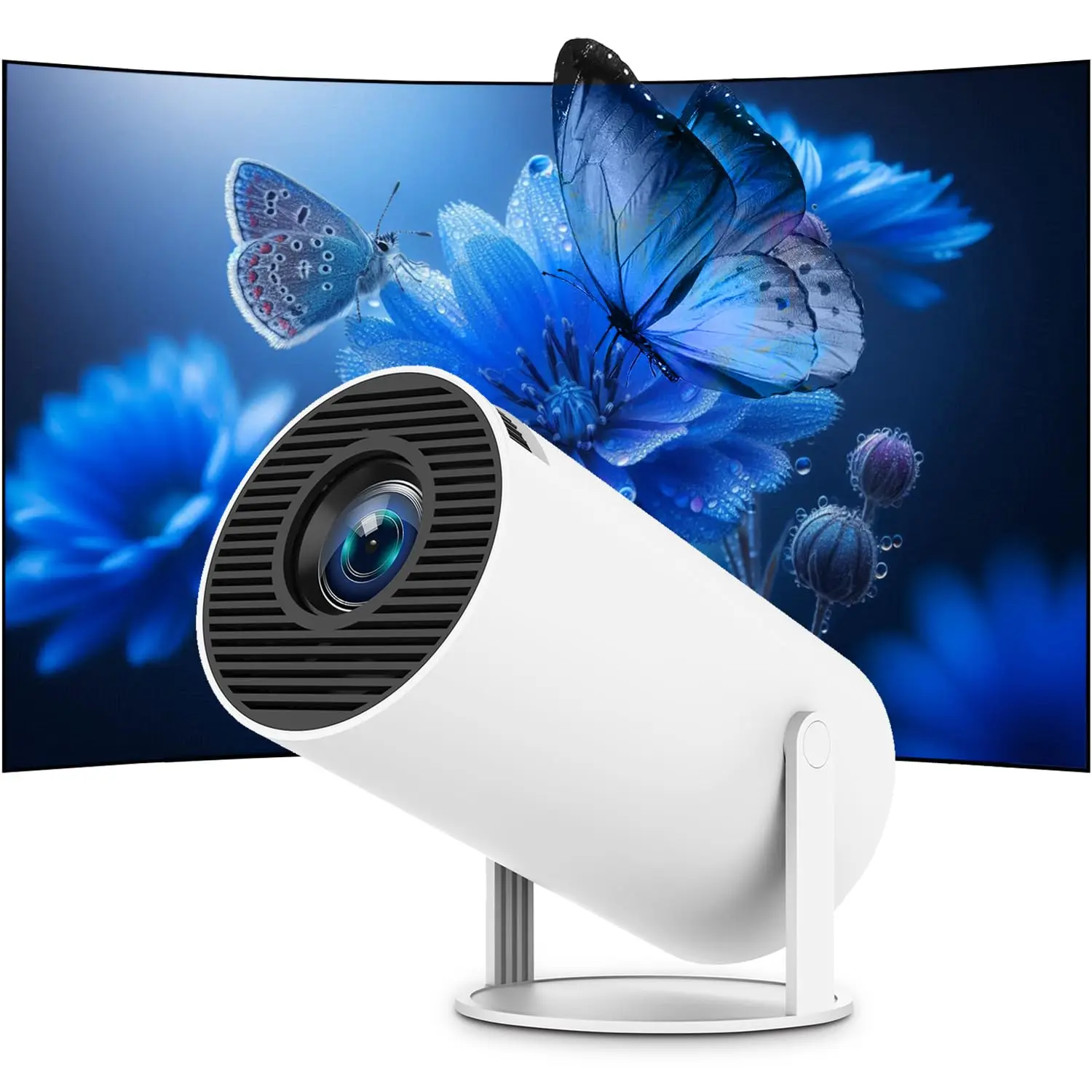 HY300PRO Mini Projector 4K Supported Android 11 WiFi 6 BT5.0180° Rotation Auto Keystone Portable Smart Home Theater