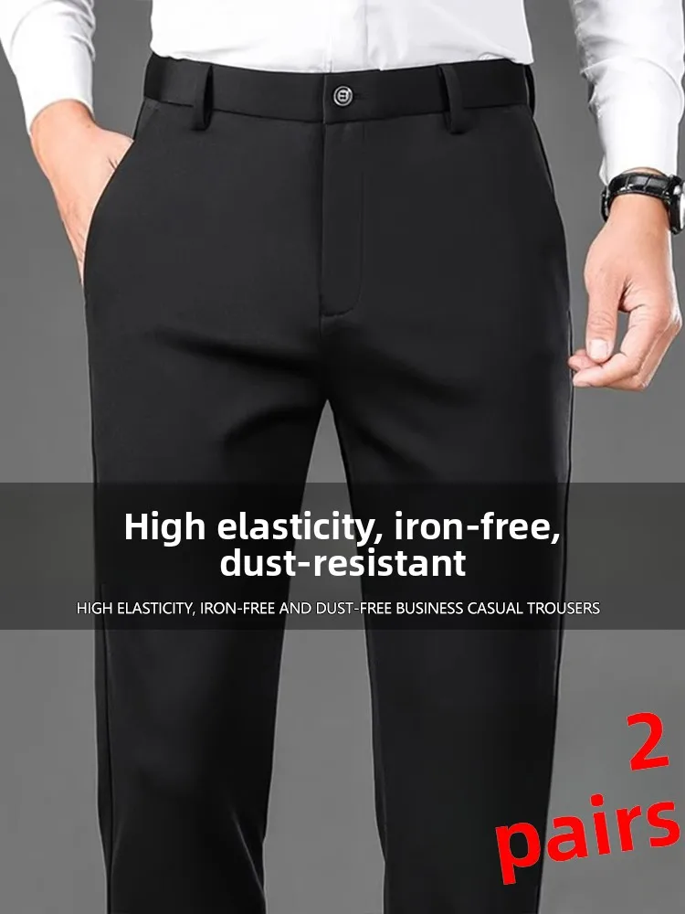 

Bla Men's Slim Fit Four Way High Stretch Casual Straight Leg Suit Pants No Ironing Required Workwear Trousers
