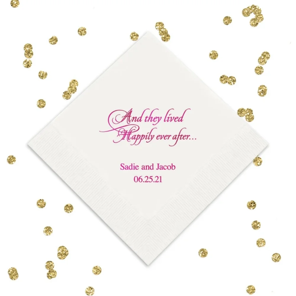 Happily Ever After Wedding Napkins, Printed Napkins, Fairy Tale Wedding, Cocktail Napkins, 50 Pcs