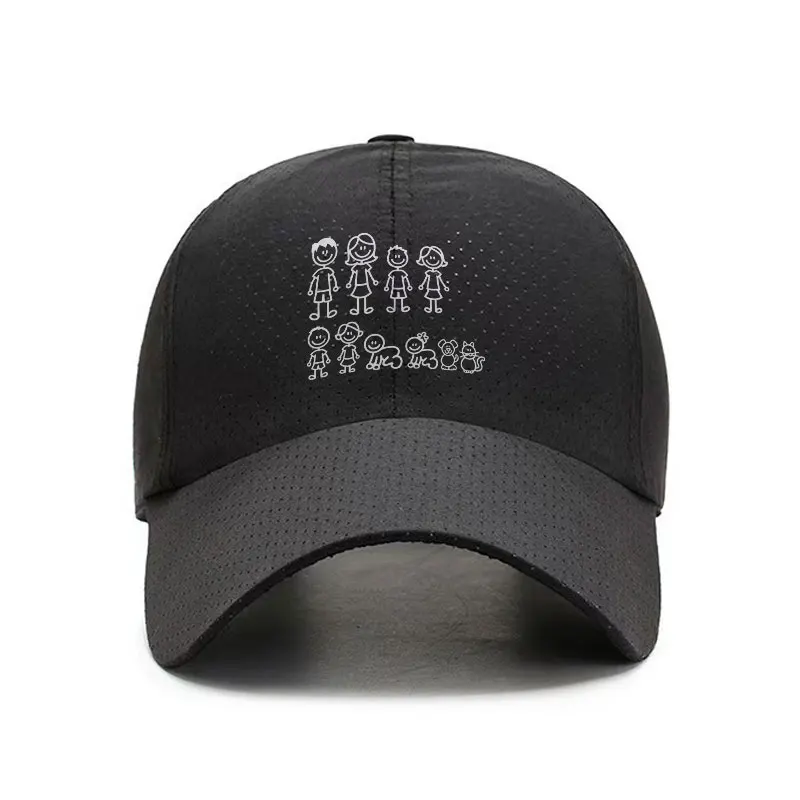 Family Stick Figure Quick Dry Baseball Cap Breathable Adjustable Sun Hat