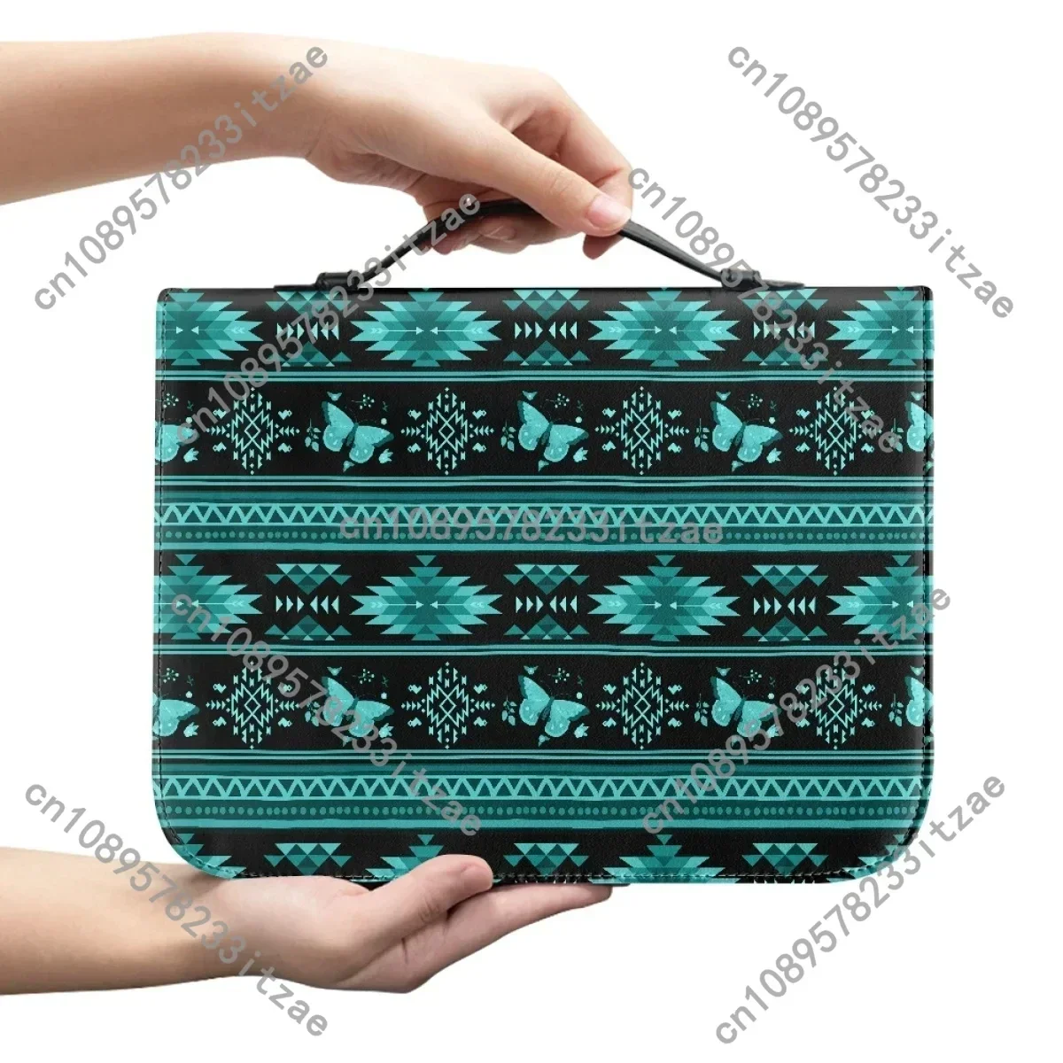 

Southwestern Aztec Pattern Leather Bible Case for Women Practical Ladies Bible Bag Protection Church Prayer Handbag Storage