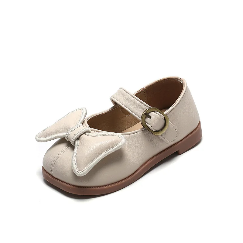 Zapatos de cuero para niños y niñas, calzado de princesa, con perlas, transpirables, planos, Mary Jane, primavera y otoño