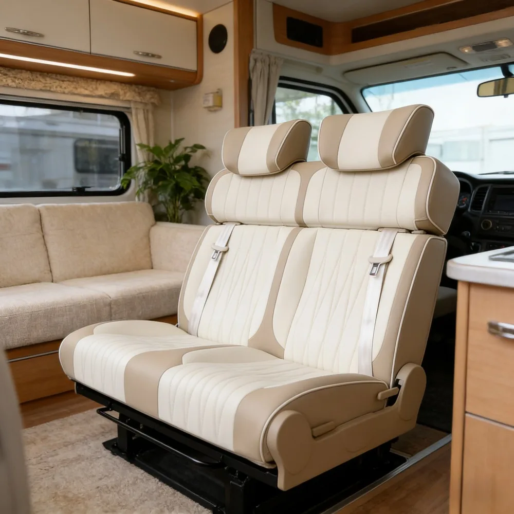 Comfortable RV Seat Bed Adjustable Folding Camper Van Car Customizable Van Sofa Bed Passenger Seat Wholesale Supply