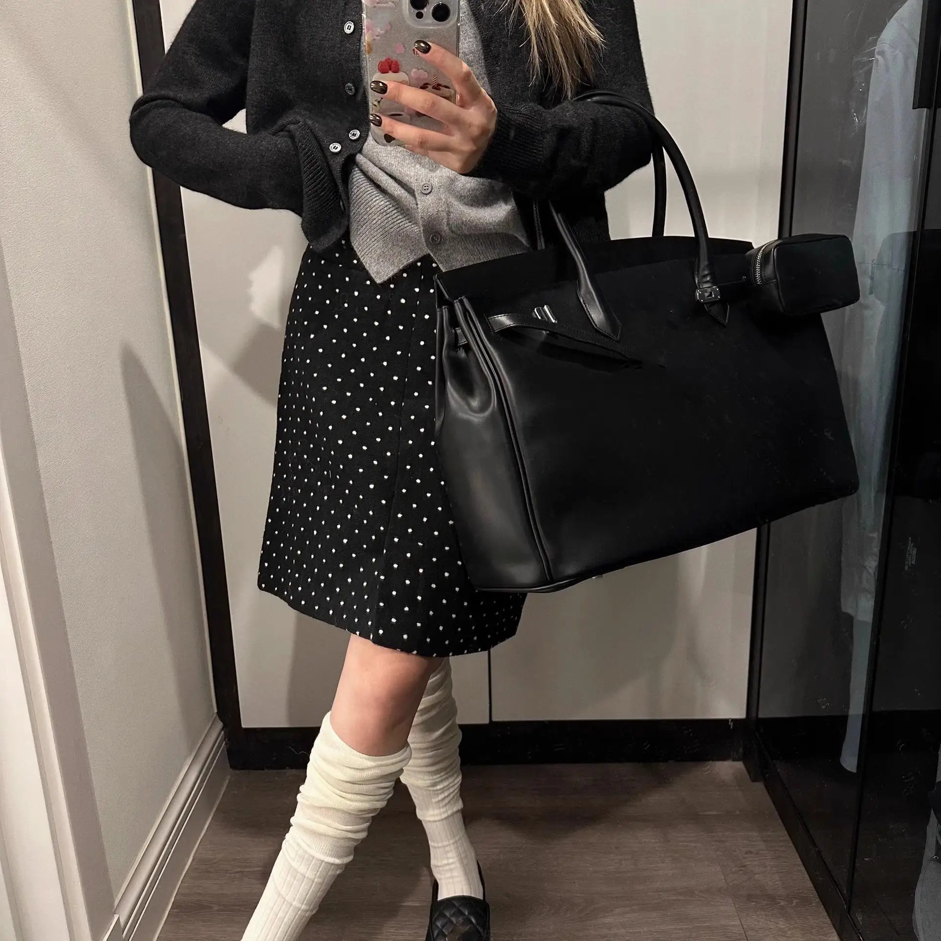 

High Waist Polka Dot A-Line Skirt Women's plus Size Bla Bodycon Midi Skirt Spring Autumn Season Commute Sle