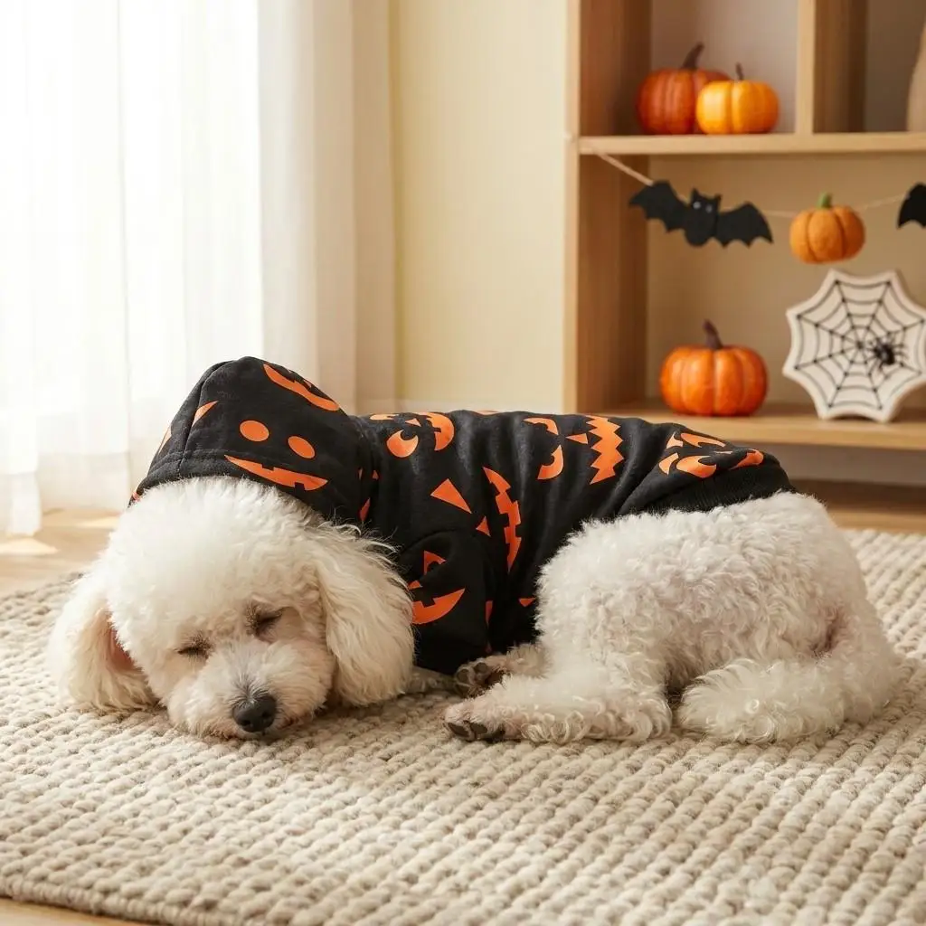 Halloween-Hundepullover mit Kürbisgesicht, Kapuzen-Sweatshirt für Haustiere, Welpen-Kapuzenpullover, Cosplay-Kostümkleidung für kleine und mittelgroße Hunde und Katzen – Detail 4