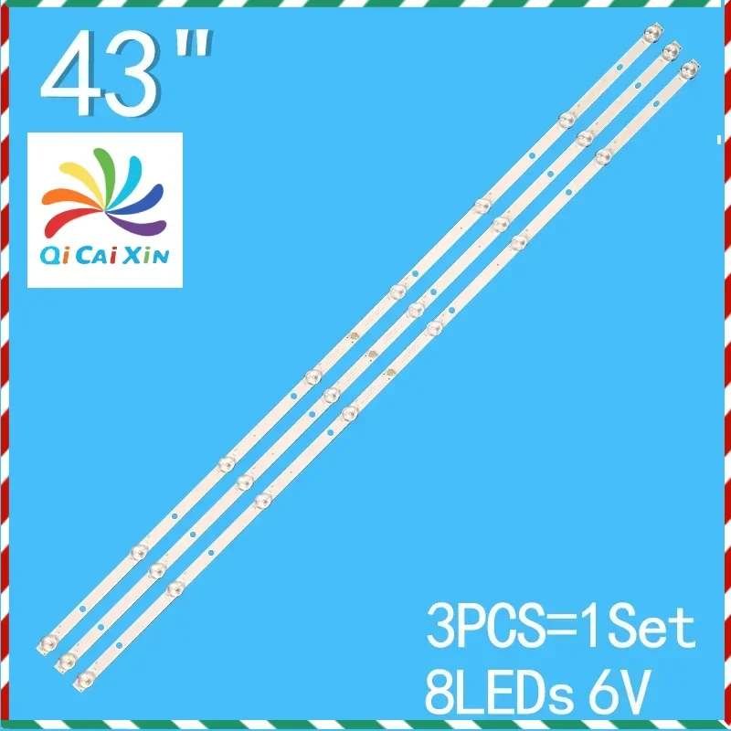 LEDバックライトストリップ,konka kktv k43,cc02430d818v07,430e (430c),3x8,TPW-43DLED,zy4318z,818mm, 3個用