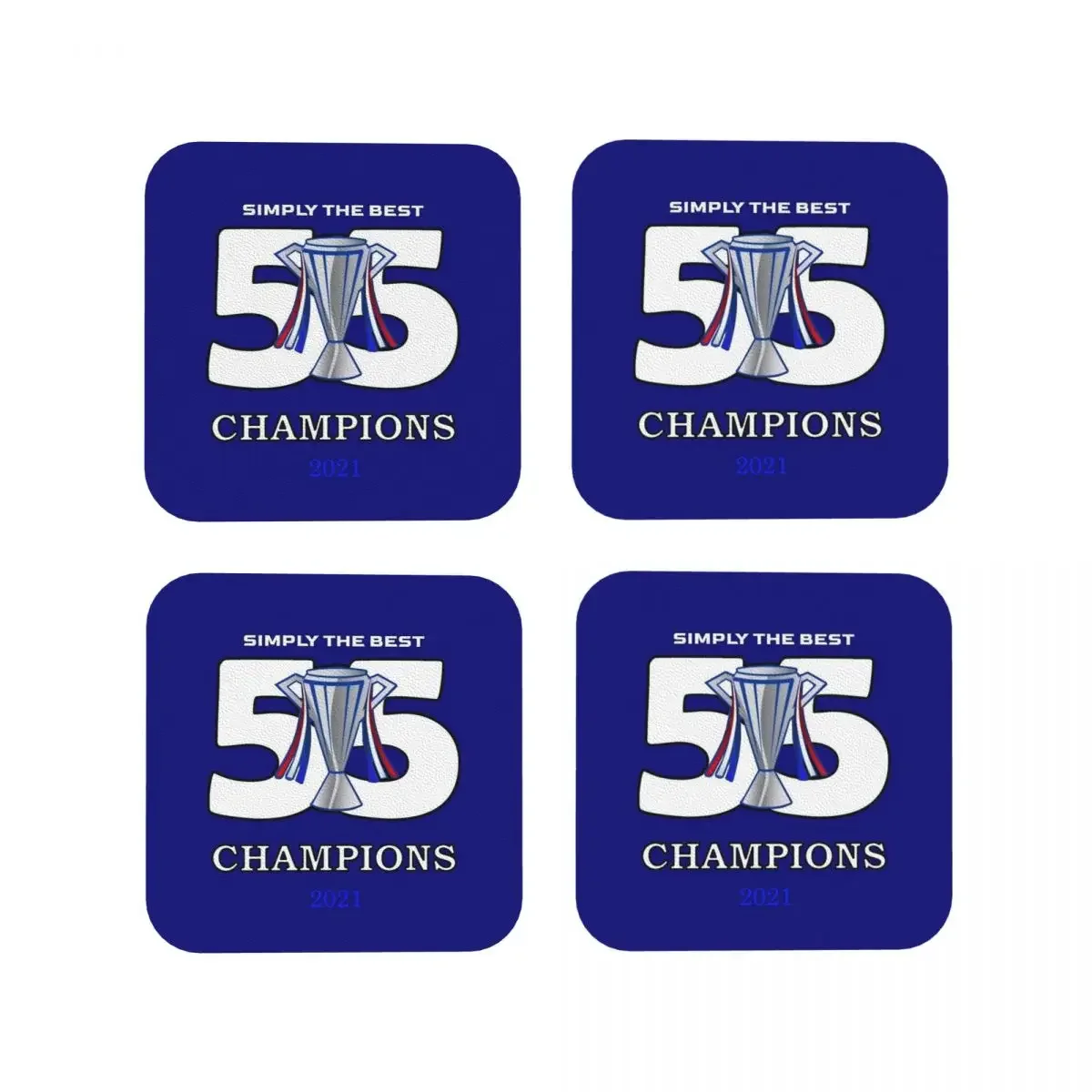 Rangers 55 Champions Coasters Coffee Mats Leather Placemats Cup Tableware Decoration & Accessories Pads for Home Kitchen Dining