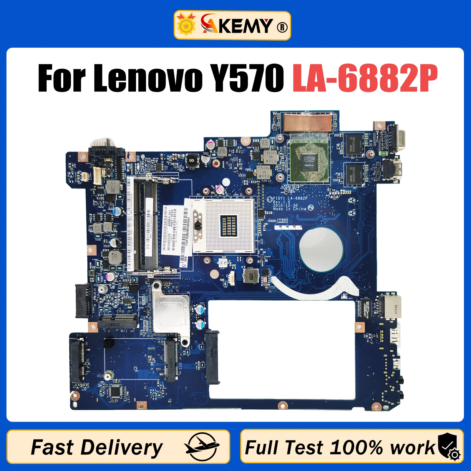 

AKEMY PIQY1 LA-6882P для Lenovo Y570 материнская плата для ноутбука HM65 GT550M материнская плата для ноутбука полностью протестирована