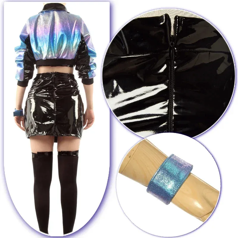 Rolecos game lol kDa косплей костюм Evelynn косплей костюм женский сексуальный kDa all out Evelynn Хэллоуин костюм бюстгальтер юбка полный комплект