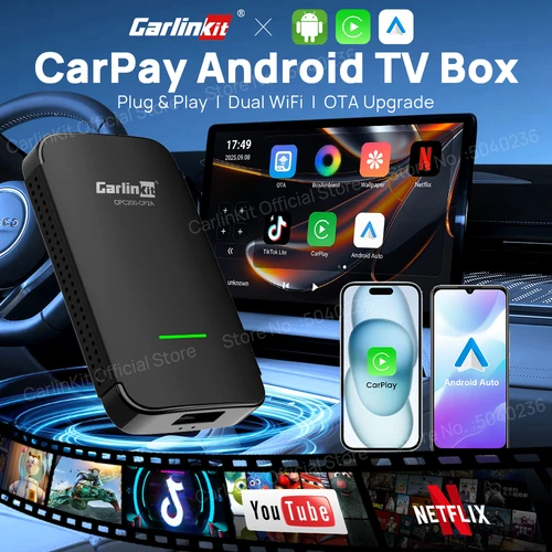 Imagen 2 del producto CarlinKit 4,0 CP2A Pro 3 en 1 Android TV Box CarPlay Ai Box compatible con Netflix YouTube inalámbrico CarPlay y Android Auto Smart Car Box