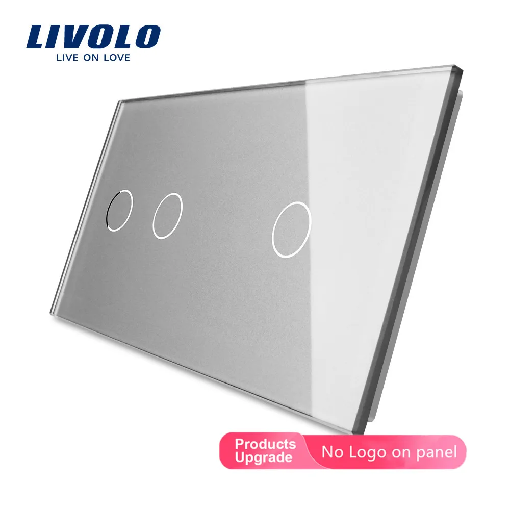 Livolo Double Tempered Panel for Wall Switch Luxury Pearl Crystal Glass,151mm*80mm, EU Standard,VL-C7-C2/C1-11,No Logo