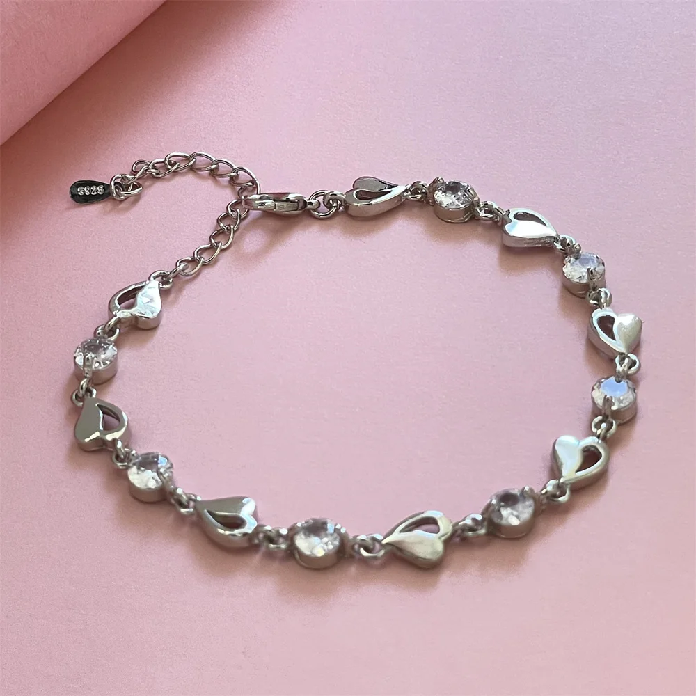 

925 silver popular ocean heart white heart inlaid with diamonds and zircon fashionable and versatile hot selling suitable for da
