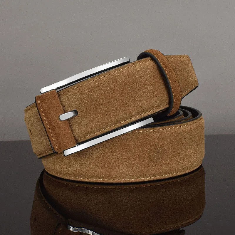 High Quality Casual Men Designer Fashion Pin Buckle Leather belts Luxury Famous Brand young Jeans Brown Genuine Leather Belt