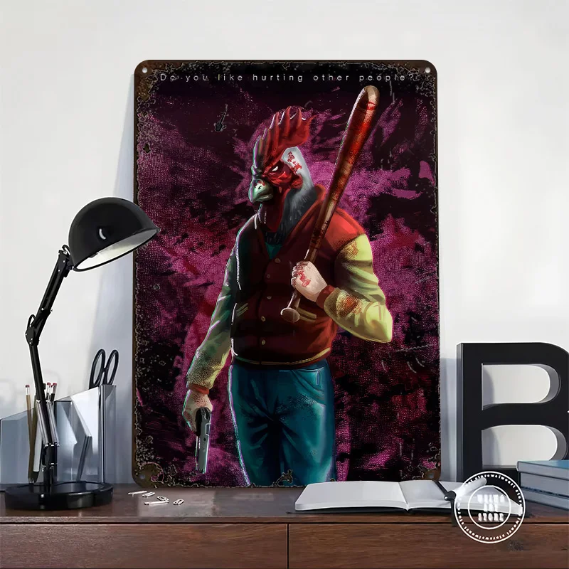 Richard Hotline Miami 3D Texture Printed Poster Custom Vintage Metal Tin Plate Sign for Wall Art Bedroom Decorations Wand Deko
