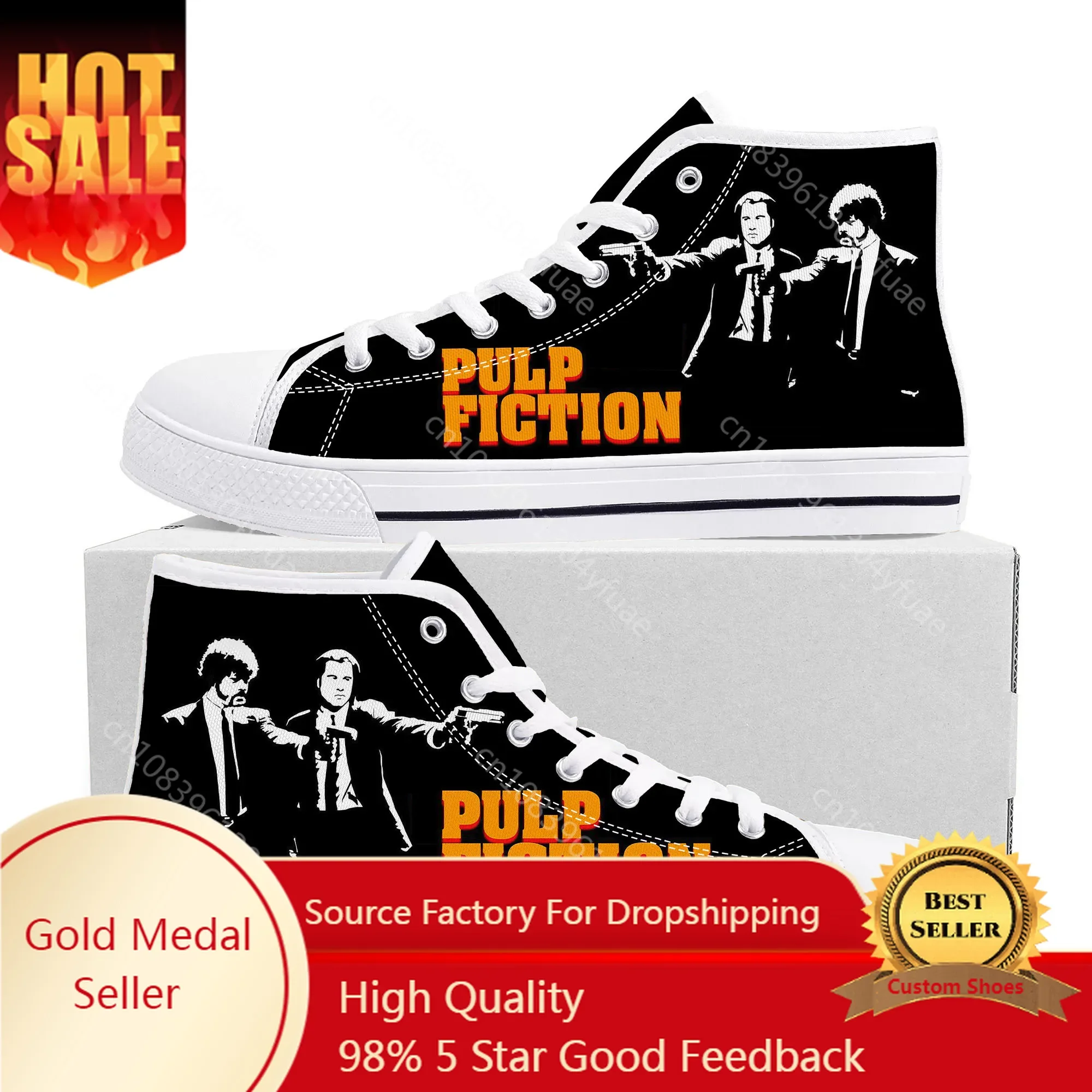 

Pulp Fiction Movie High Top Sneakers Mens Womens Teenager Canvas High Quality Sneaker Casual Custom Made Shoes Customize Shoe