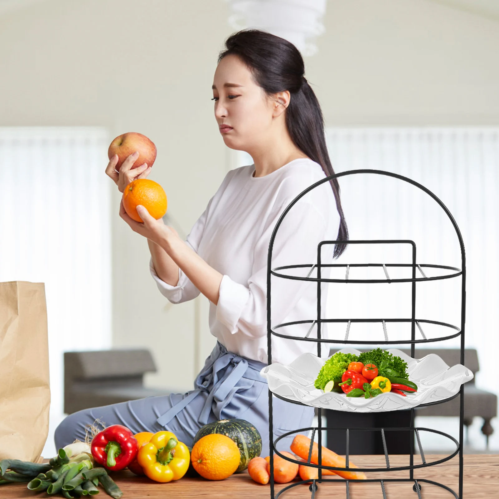 

Multi layer Iron art Storage Rack Seasoning Kitchen Food Serving Tray Practical Long lasting Easy Clean Housewarming