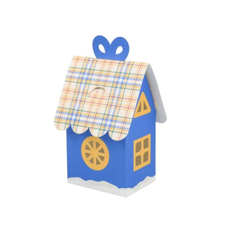Bulk 24Pcs Festival House Pattern Paper Gift Boxes Holiday Candy Packaging For Parties Family And DIY Crafts view 4
