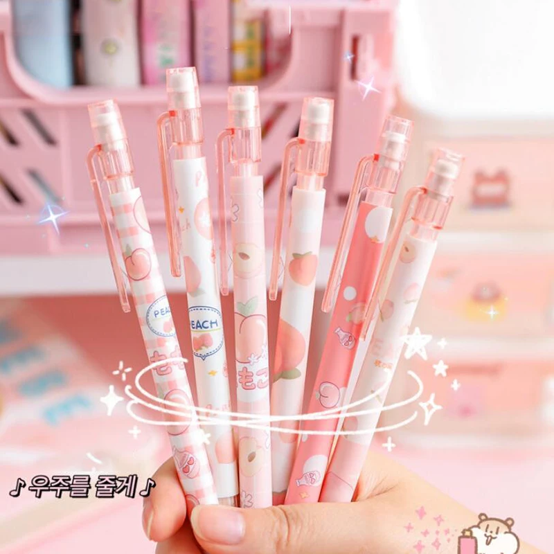 4/6pcs 0.5mm Mechanical Pencils Kawaii Automatic Pencils with Erasers Korean Stationery Cute Pencils School Office Press Pens