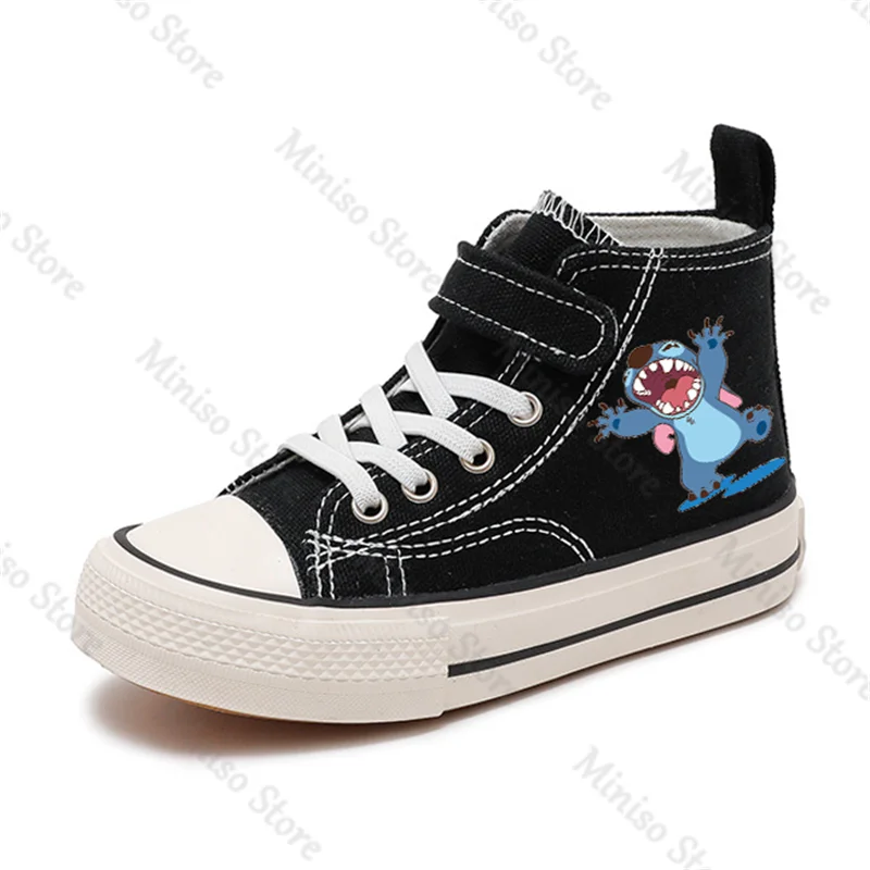 Zapatillas deportivas de lona para niños y niñas, zapatos cómodos de dibujos animados Lilo Stitch de alta calidad, zapatillas de tenis informales