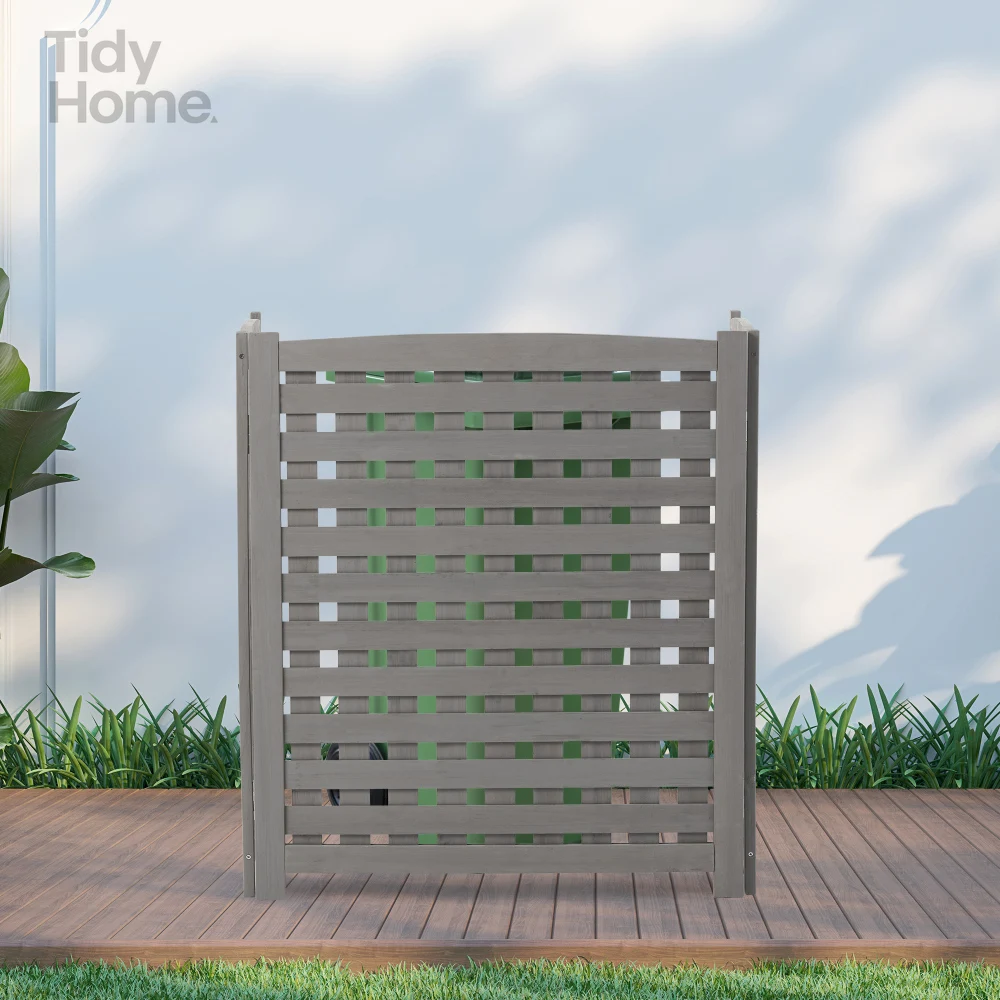 Air Conditioner Fence Screen Outside,Cedar Privacy Fence 3Panels to Hide AC/Trash Enclosure,U-shaped regulator,breathable design