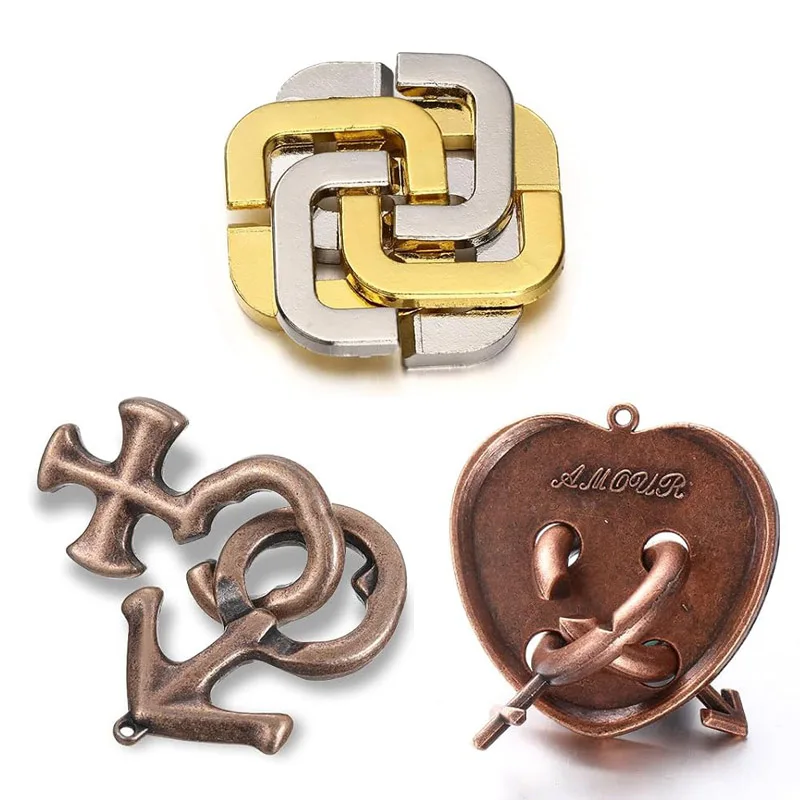 

Creative Cast Metal Brain Teaser Puzzles 3PCS Problem Solving Toys For Kids Boys Girls Rompicapo Difficilii Juegos De Ingenio