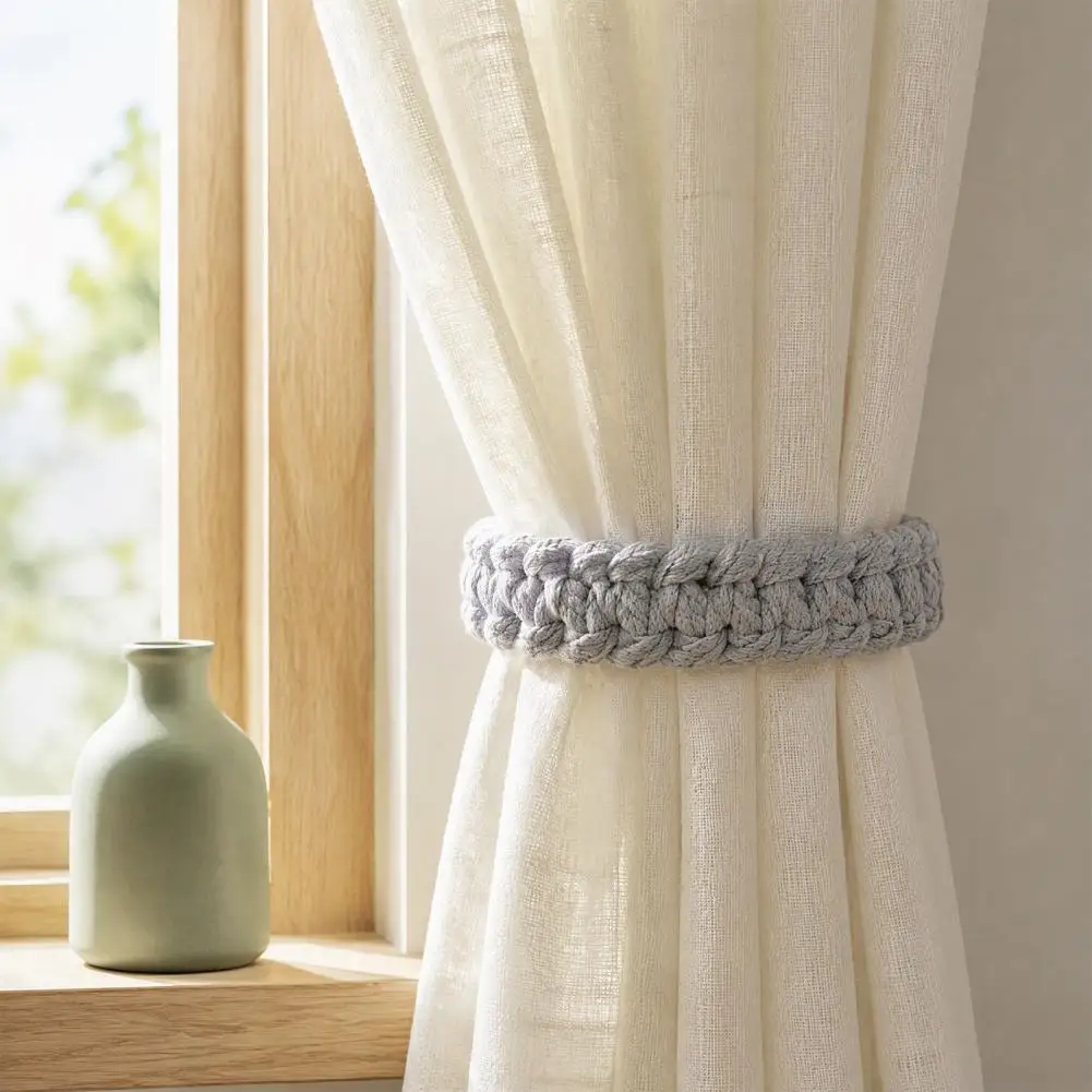 Stylish Bohemian Curtain Tassels Bohemian Curtain Tiebacks Hand Braided Cotton Linen Curtain Tiebacks Rustic Twisted for Windows