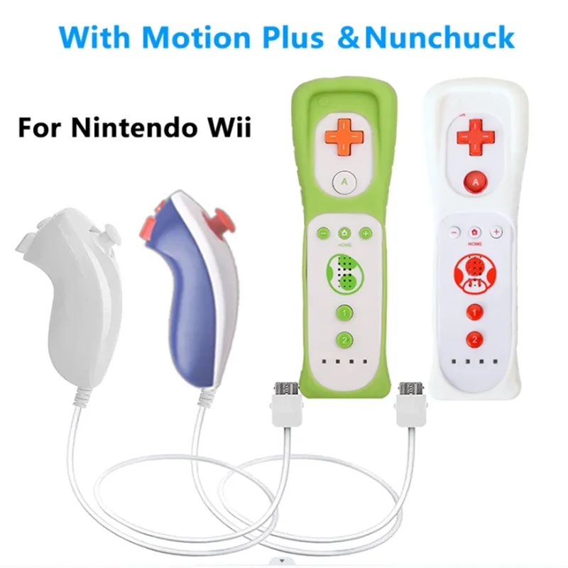 a pair Set Motion Plus Remote Controller Wii Remote Controller Gamepad with Nunchuck Controller for Nintendo Wii Games Control
