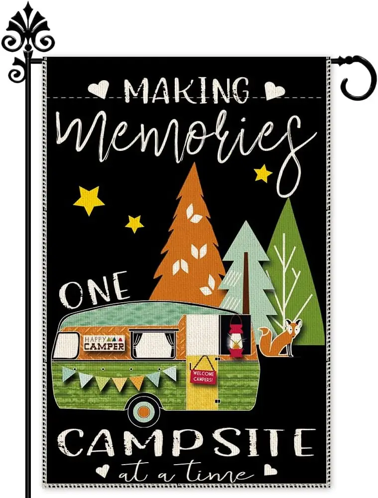 Hafhue Making Memories Garden Flag, 12 x 18 Inch Double Sided Holiday Yard Outdoor Farmhouse Lawn Decoration Flag, RV Forest Cam