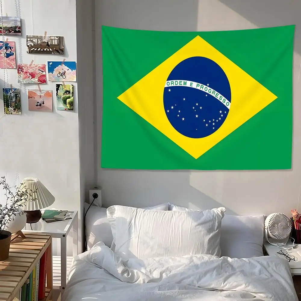 Brazil Flag Tapestry Custom Home Living Room Bedroom wall decor Wallpaper Backdrop Cloth With Clips