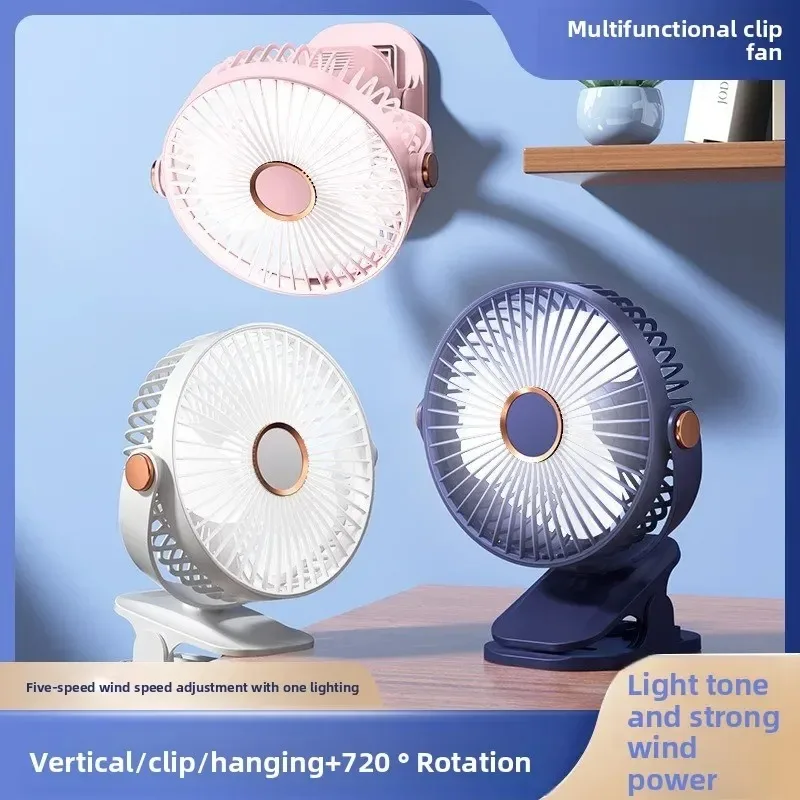 Wireless Electric Fan with LED Light Rechargeable/Plug in Desktop Summer Portable Camping Fan Air Circulator Clip-on Home Fans