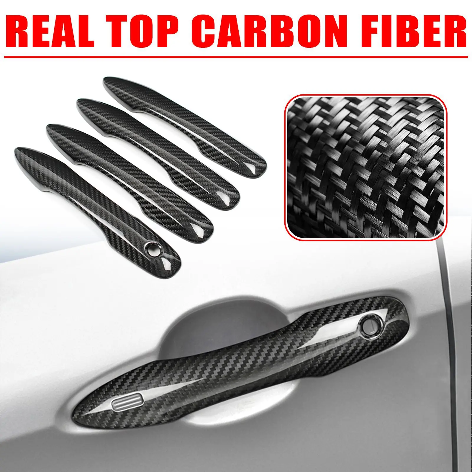 4X REAL Carbon Fiber Door Handle Cover Trim For Toyota Camry 2018-2023 For Toyota Levin 2019-2022
