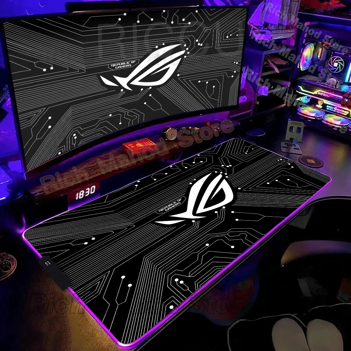 ROG ASUS Mouse Pad Gamer RGB Deskmat XXL Keyboard Mat Gaming Laptop LED Mousepad Desk Protector Mause Mats Pc Accessories Carpet