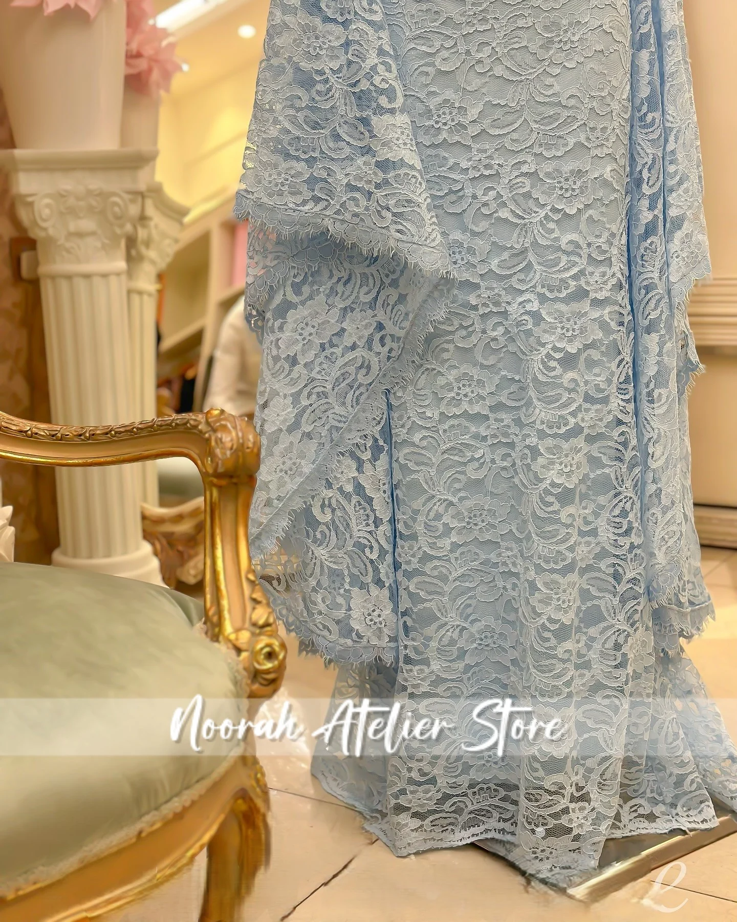 فساتين سهرة أنيقة من الدانتيل الأزرق H N Dubai 2025 فساتين زفاف بأكمام طويلة فستان للحفلات الراقصة فستان رسمي مخصص