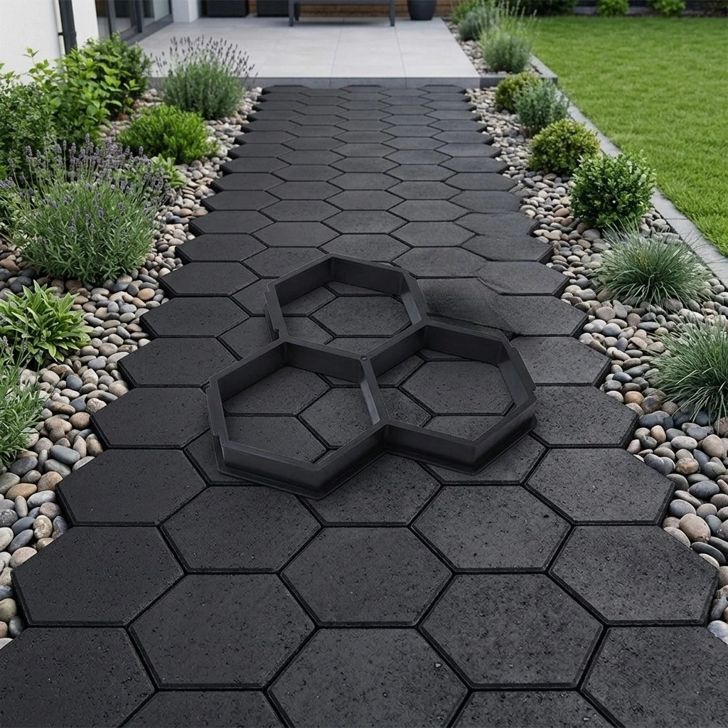 Hexagonal Pavement Mold | Concrete Path Making Mold | Used for Making Paving Bricks for Garden Courtyards, Walkways and Lanes
