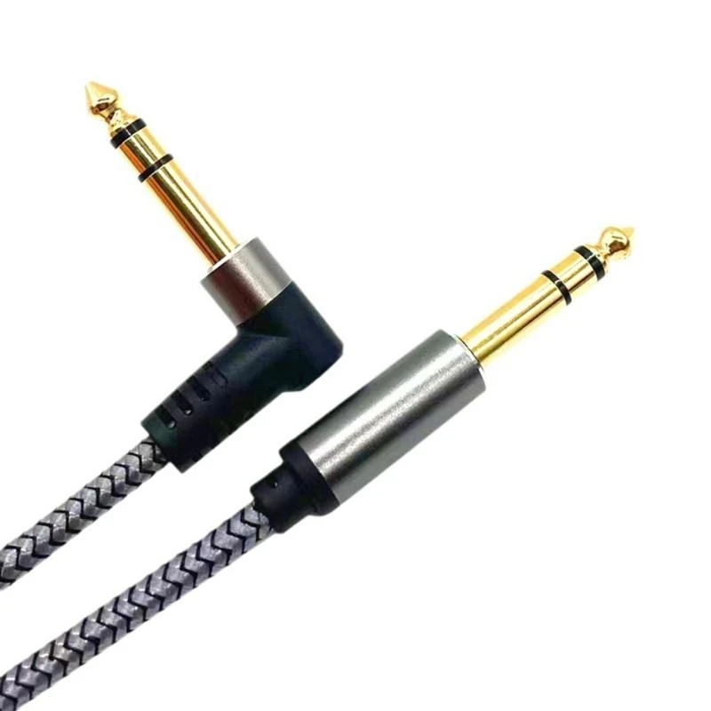 37JE 6.35mm to 6.35mm Guitar Cable, 1m or 2m Professional Copper Wire Amp Cable Jacks Instrument Cable for Electric Guitar