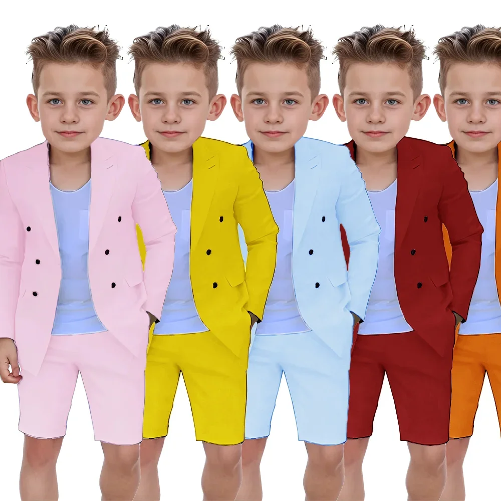 Boys Blazer Shorts 2 Pieces Suit Formal Double Breasted Suit For Kids Wedding Tuxedo Fashion Design 2-16 Years Old Customized
