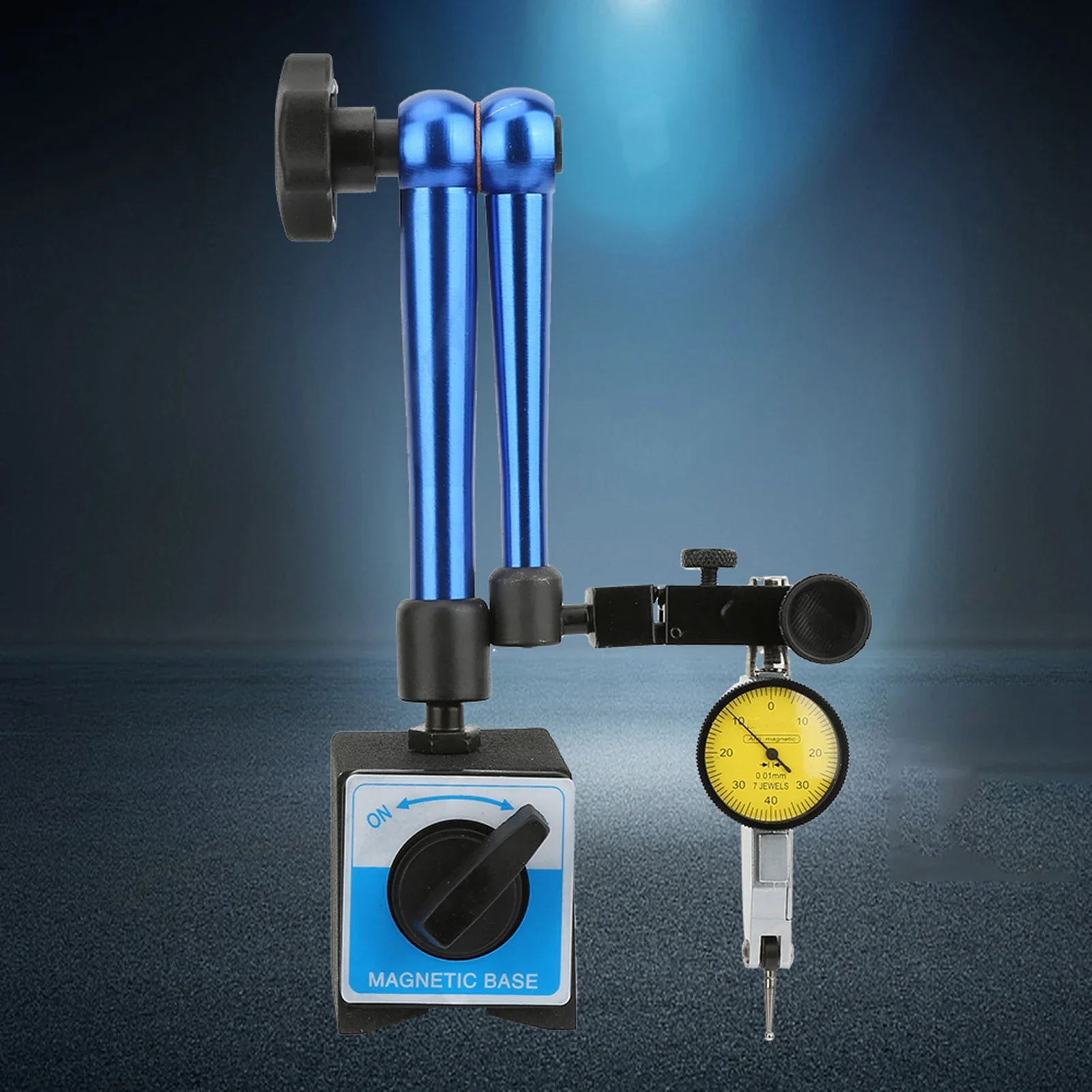 

Гибкий индикатор часового типа с регулируемым магнитным V-образным основанием-держателем, точность 0,01 мм, диапазон 0-0,8 мм, измерительный прибор