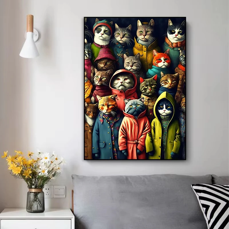 

500/1000/1200/2000 PCS Jigsaw Puzzles Many Cool Cats Animal Family Activity Games for Bedroom Gameroom Home Decor Frameless