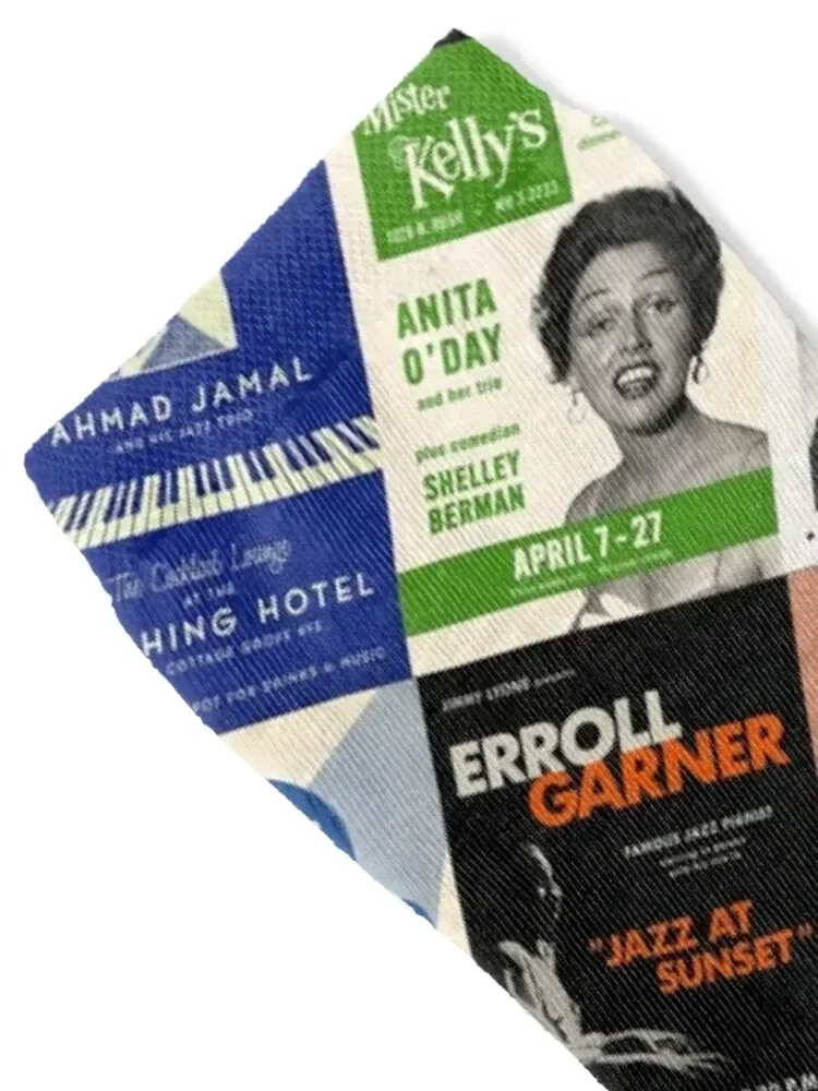 SecondTakeJazzArt live jazz poster collage Socks Thermal man winter Non-slip Novelties Stockings Designer Man Socks Women's
