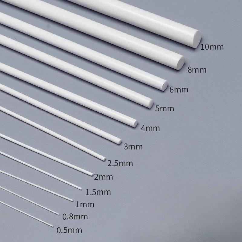 Diameter 3/4/5/6/8/10mm ABS Plastic White Round Solid Bar Length 250/500mm for DIY House Sand Table Model Building Making