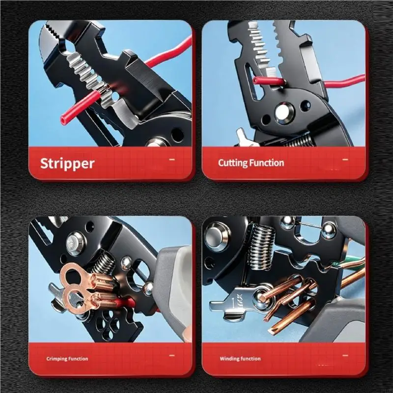F19B Crimper Cable Cutter Adjustable Automatic Wire Stripper Multifunctional Stripping Crimping Pliers Terminal Hand Tool