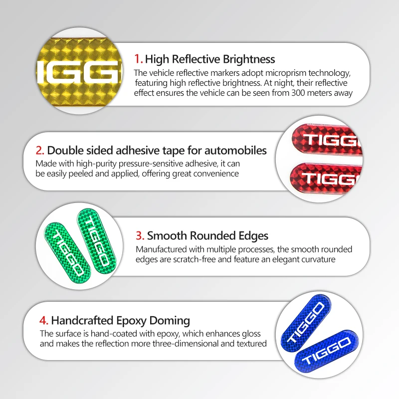 Car Night Brightness Safety Reflective Sticker Anti-Collision Strip For Chery Tiggo 3x 3xe‌ 5x‌ 5 Pro 7 Plus C-DM 8 Pro 9‌ E