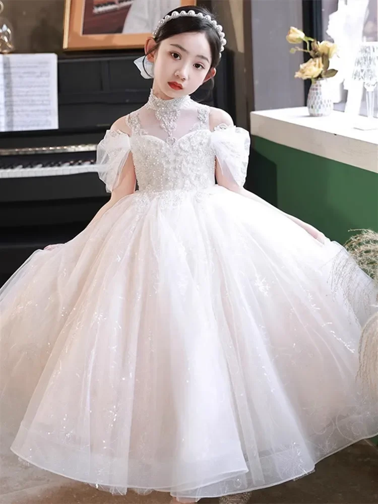 Flower Girl Dress Children Elegant Bridesmaid Dresses For Wedding Party Formal Ball Gown Kids Long Evening Bridesmade Prom Dress